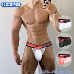 1/2/3 PCS Men's Sexy Briefs Ultra Transparent Thin Breathable Mesh Bikini Men Underpants High Cut Man Underwear Gays Panties