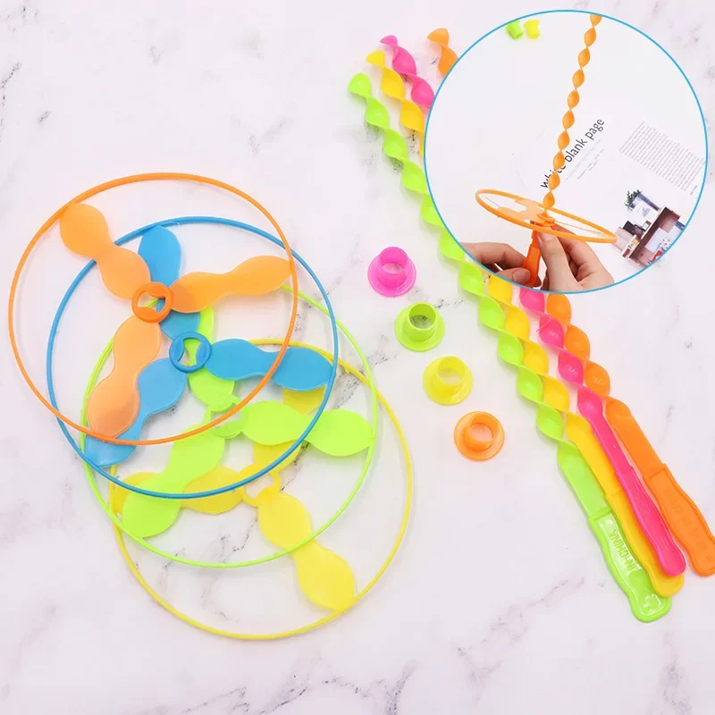 10PCS Outdoor innovative Hand pushing saucer Baby Flying Toys Dragonfly Saucer Safety Colorful UFO Children Toys Sports Gifts