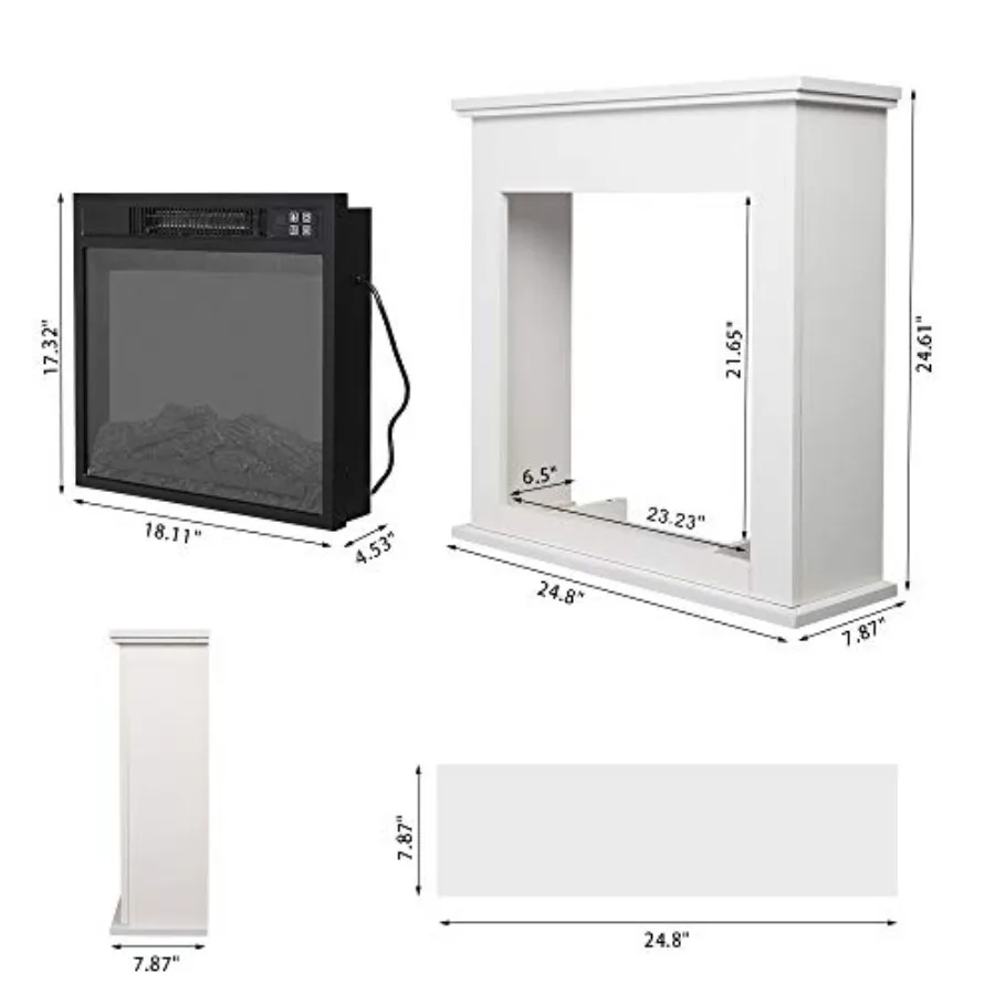 سخان مساحة موقد كهربائي قائم بذاته 25 بوصة مع جهاز تحكم عن بعد من خشب اللهب الواقعي لغرفة المنزل الداخلي 1 #3