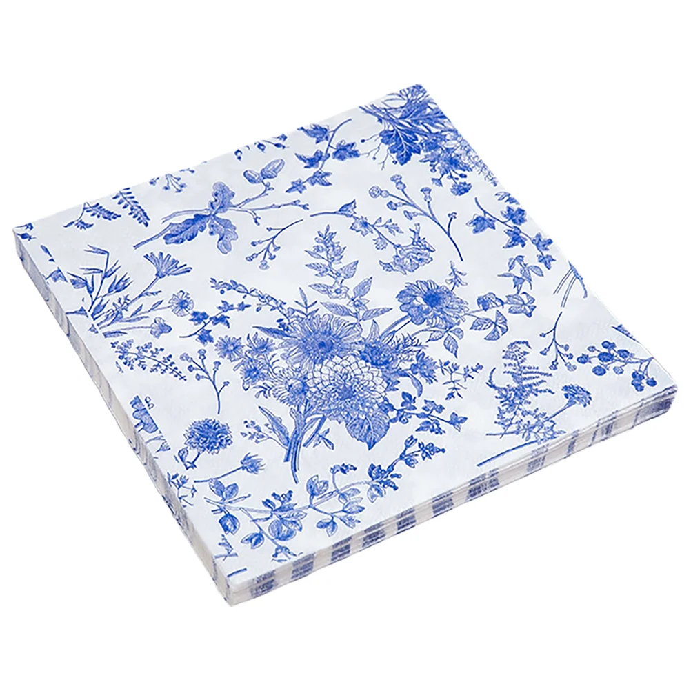 

100 Pcs Retro Blue and White Porcelain Toilet Napkins Paper Table Vintage Floral Decorative Flower Decorate Dinner