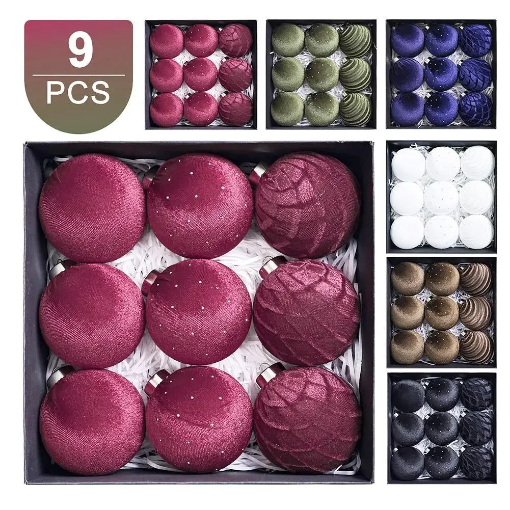 

Velvet Christmas Balls 12pcs/box Flocked Tree Balls Pendant Ornaments Luxurious Design Decoration for christmas Ball Ornaments