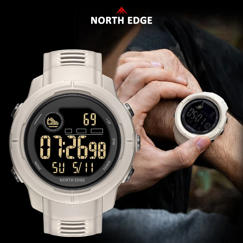 NORTH EDGE MARS 5 Men's Digital Watch Outdoor Sports LED Watches Waterproof 50M Heart Rate Blood Oxygen Smartwatch For Men Women