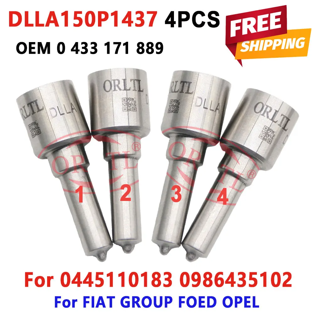 4 Pieces For FORD 0445110183 Injector Nozzle DLLA150P1437 Fuel Sprayer Tips 0433171889 For 1538758 9S519F593BA DLLA 150P1437