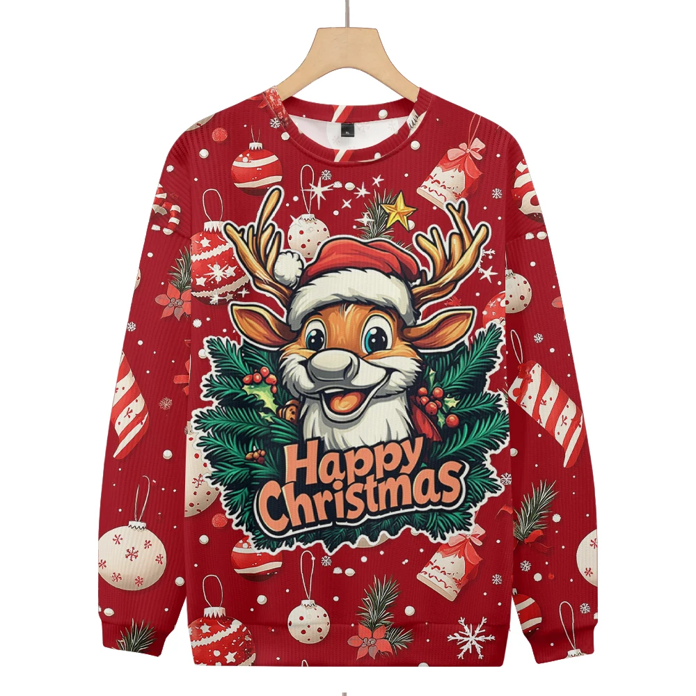 

2024 New Arrivals Men's Warm Pullovers Unisex Casual Sweater Christmas Comfortable Fabric Merry Christmas Printing