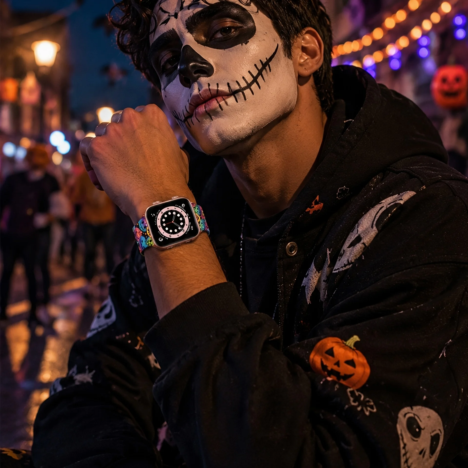 Halloween watch band for Apple Watch 38/40/41/42/45/46/49mm, stylish and soft silicone strap, for iWatch Series12 11 10 987 654 - view 5