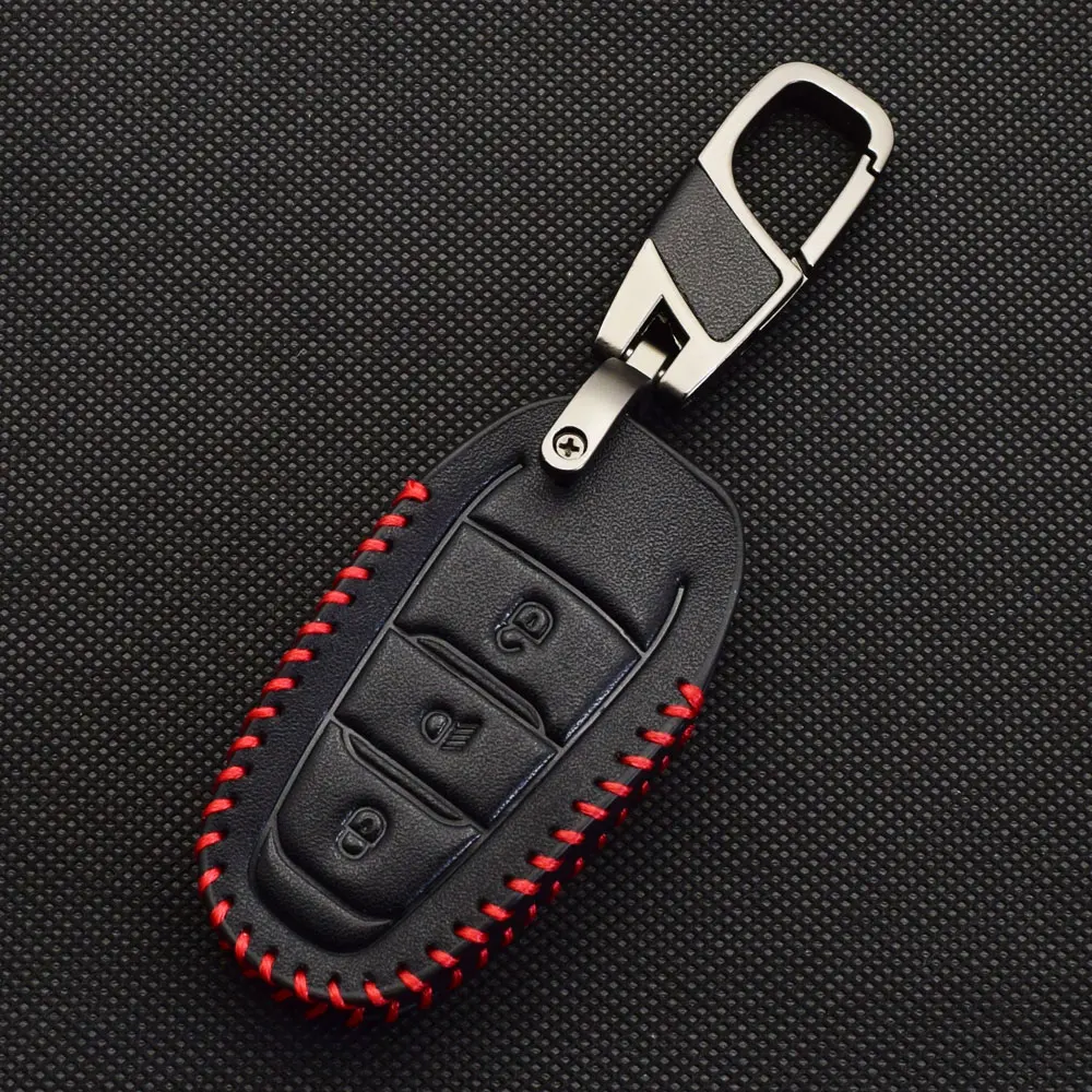 Leather Car Key Case Smart Remote Protector Cover Keychain For Peugeot 5008 208 308 508 2008 3008 Rifter Citroen C4 DS DS4 DS5