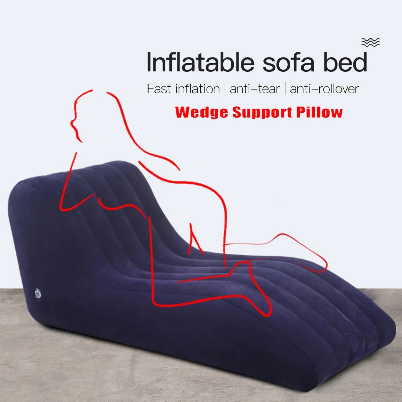 Portable S-shaped Love Position Labor-saving Sitting Inflatable Sofa Bed Yoga Chaise Lounge For Garden Bedroom Folding Furniture