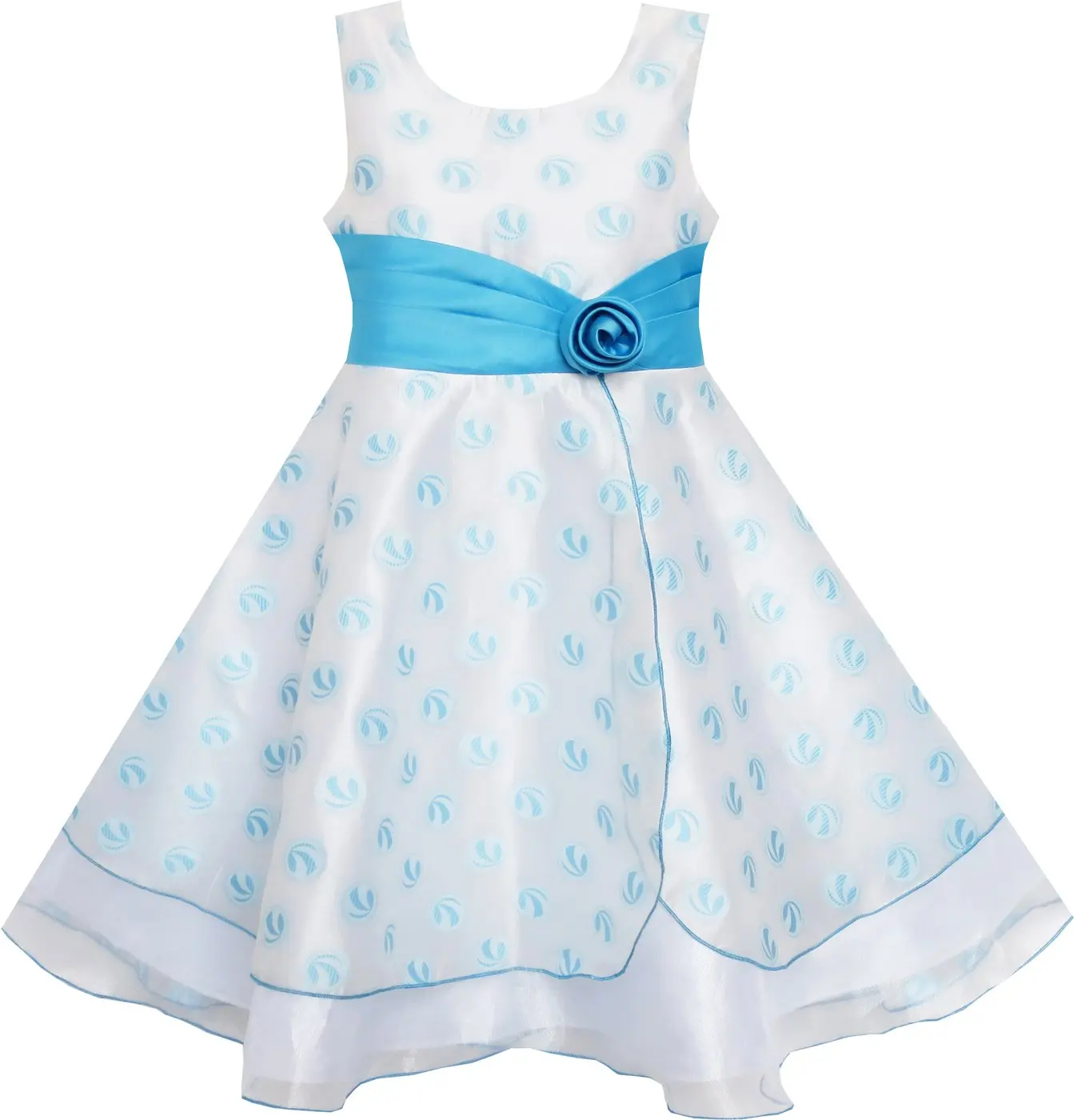 Girls Dress Wedding Gown Tulle Flower Ball With Lace Blue