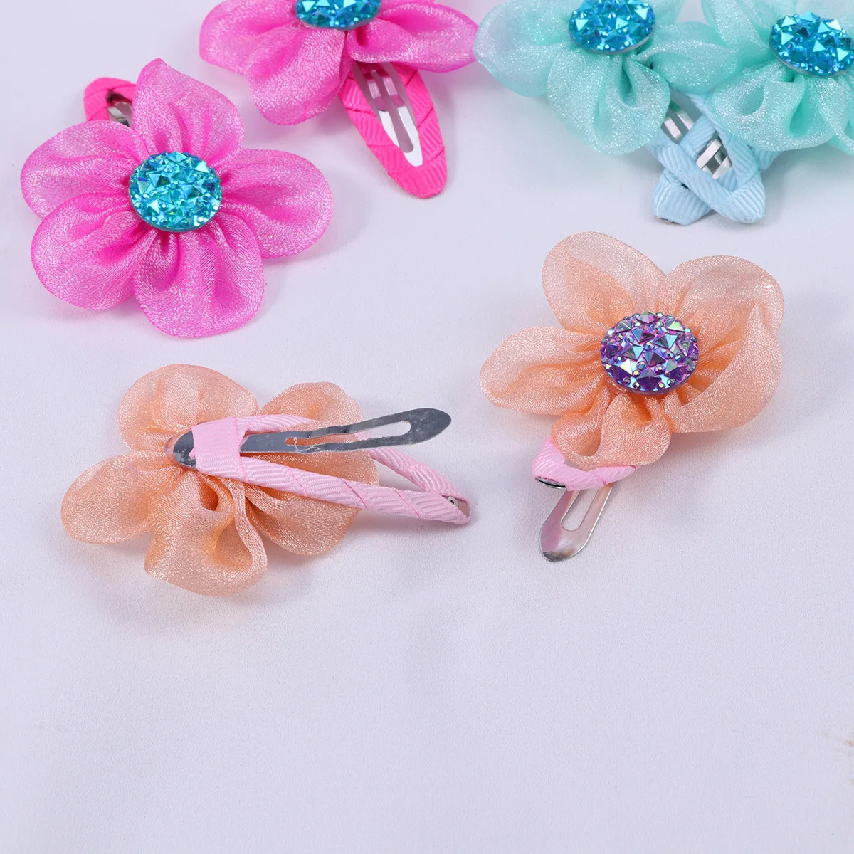 

28Pcs Rhinestone Flower Baby Hair Clips Colorful Sweet Design for Kids Hairstyles Accessories Girls Bowknot Pin