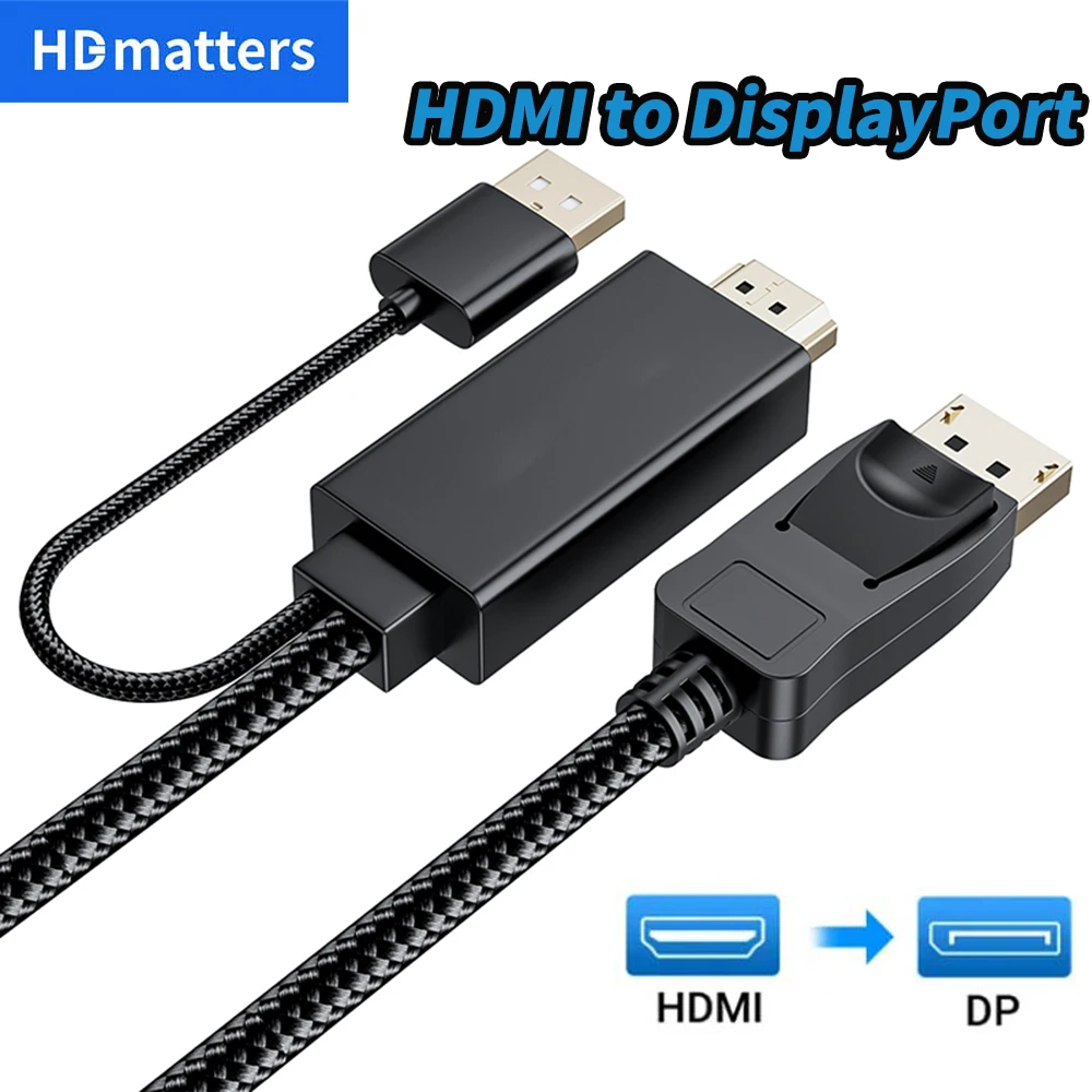 

Active HDMI to Displayport 1.2 4K converter cable 1.8m HDMI in to Displayport out for PS4 apple TV PC laptop to DP monitors