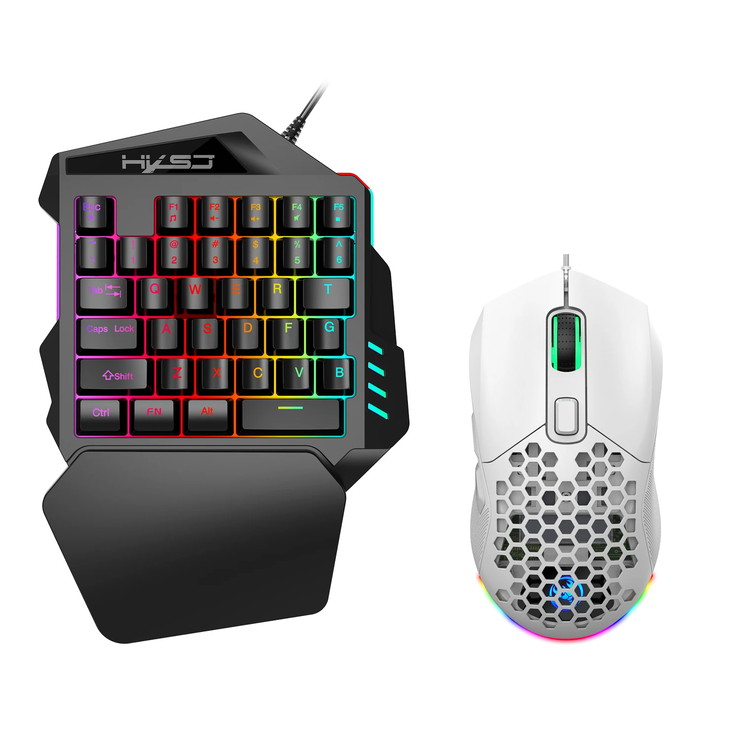 hxsj mini 35-key gaming one-handed keyboard and mouse set USB wired ergonomic mouse and keyboard game set for phone ipad