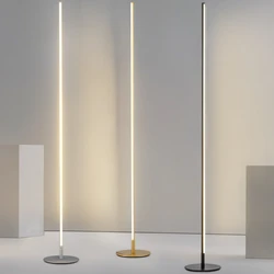 Modern Cylindrical Long Line Floor Lamp Minimalist Remote Control Bedroom Study Living Room Decoration LED Lights Fixtures