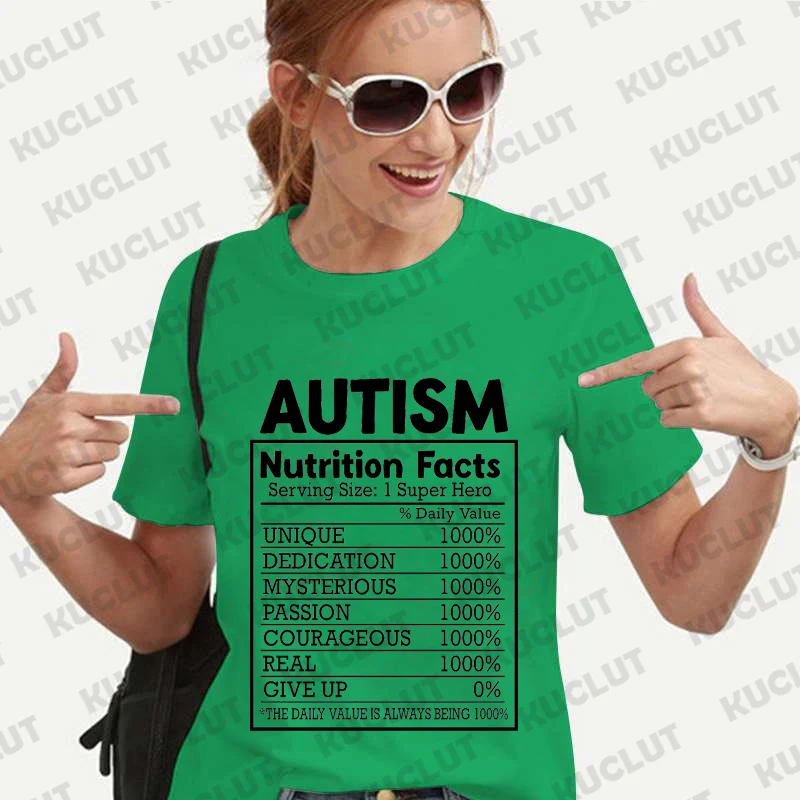 Autism Nutrition Shirt for Women Autism Awareness Month Tshirts Harajuku Quote T-shirts Funny Autism Acceptance Unisex Y2k Tops