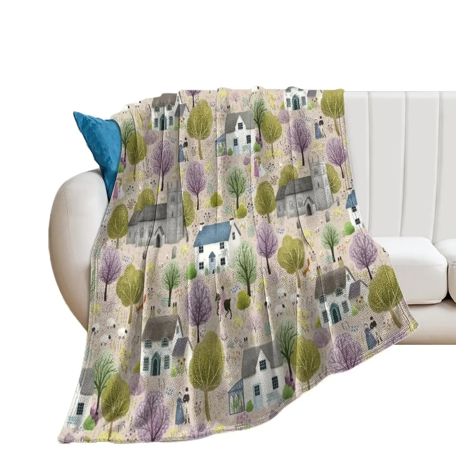 English Cottages Throw Blanket Sofa Quilt heavy to sleep blankets ands Winter beds Blankets