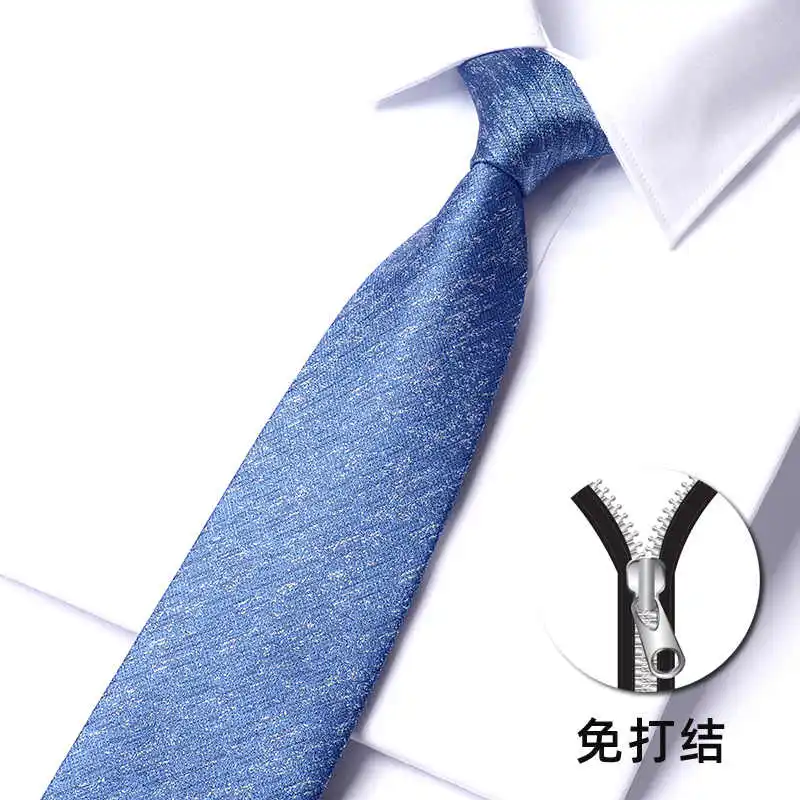 

High Quality Starry Sky Blue Zipper Tie Fashionable British Style Men's Business Banquet Shirt Accessories 8cm Zipper Cravat