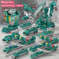 2025 New Magnetic Building Blocks Transformation Assembly Robot Toy Set 9PCS Cool Boy Transformation Robot Model Toy Gift