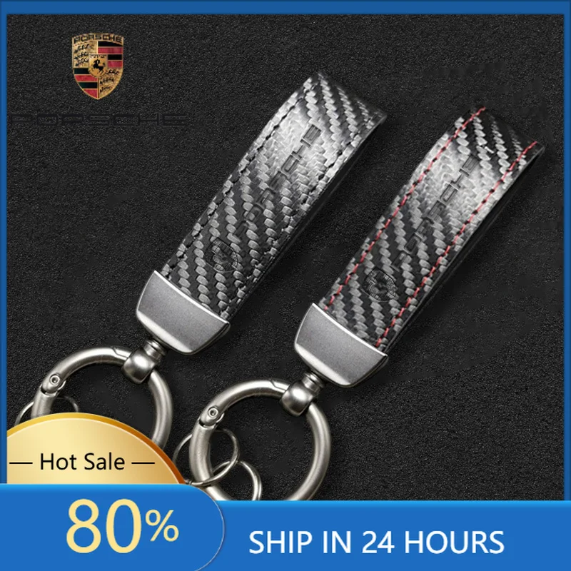 

Наклейки для интерьера автомобиля Porsche, брелок для ключей из карбона с тисненым логотипом, кольцо-подвеска для Porsche Panamera, Cayenne, Taycan