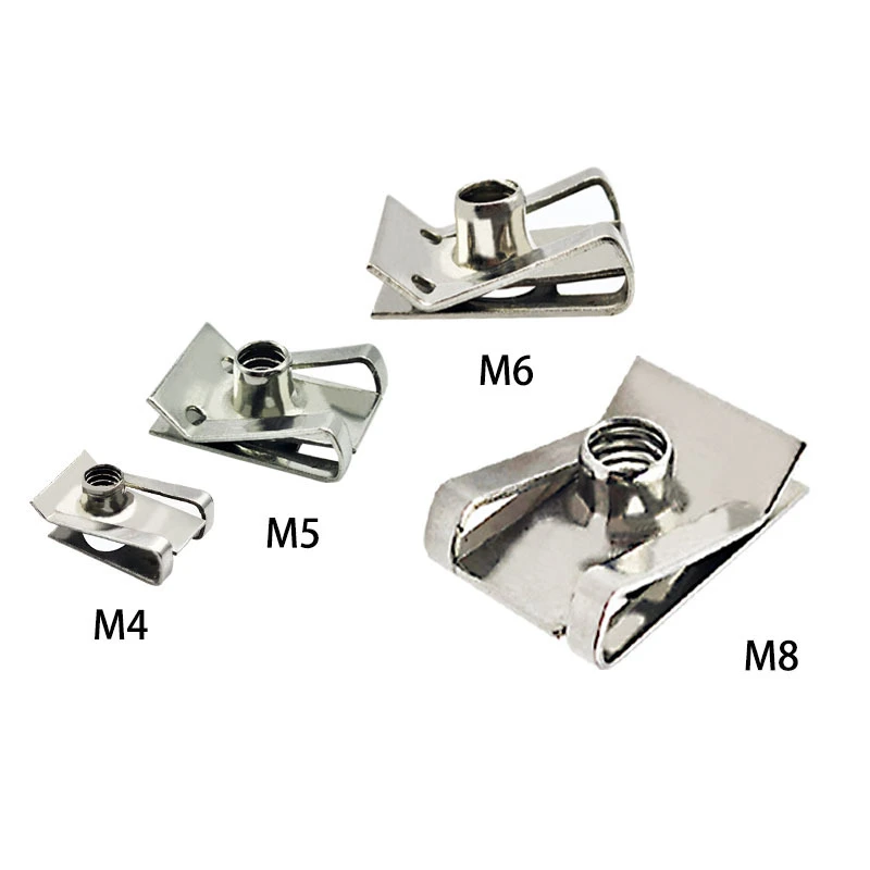 Stainless Steel U Spring Reed Nuts M4 M5 M6 M8 Car Motorcycle Scooter License Plate Fixing Clips Fastener Accessories