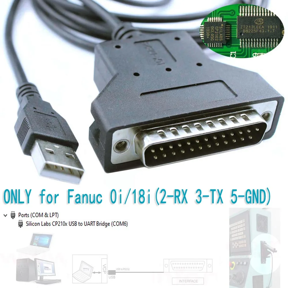 

USB RS232 DB25 Последовательный кабель для Fanuc CNC/DNC 18i 0i Mate PC Интерфейс/Config/Program/Загрузка/Сброс/Клонный кабель