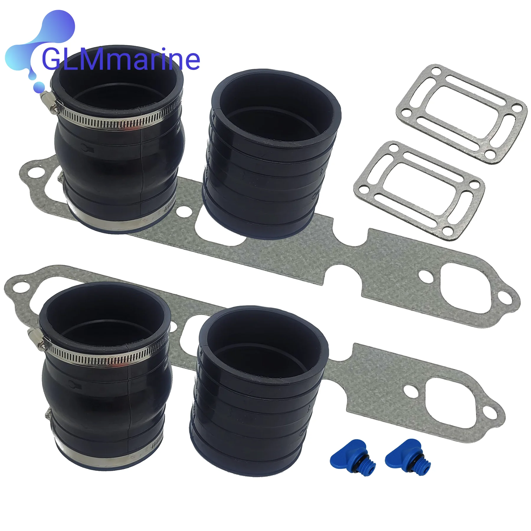 3852696 Exhaust Manifold Bellows Kit Compatible with Volvo Penta 4.3L - GM 262 CID V6 1986 & UP Replaces 3852741 3853412 351325