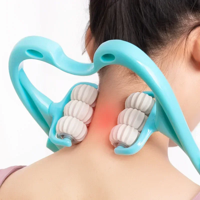 1 Piece Cervical Neck Massager, Manual Neck Clamp Multifunctional Kneading Roller 6-Ball Shoulder And Neck Relaxation Massager