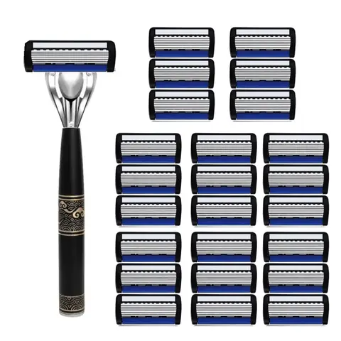 7-Layer Razor Head Manual Shaver, Blade Razor Safety Shaving Beard Moustache Manual Shaver Set