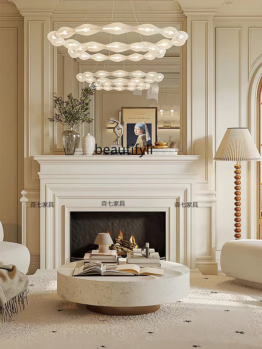 

YH03 Wood fireplace, American simple light luxury living room entrance cabinet, modern simple wabi sandy wind decorative cabinet