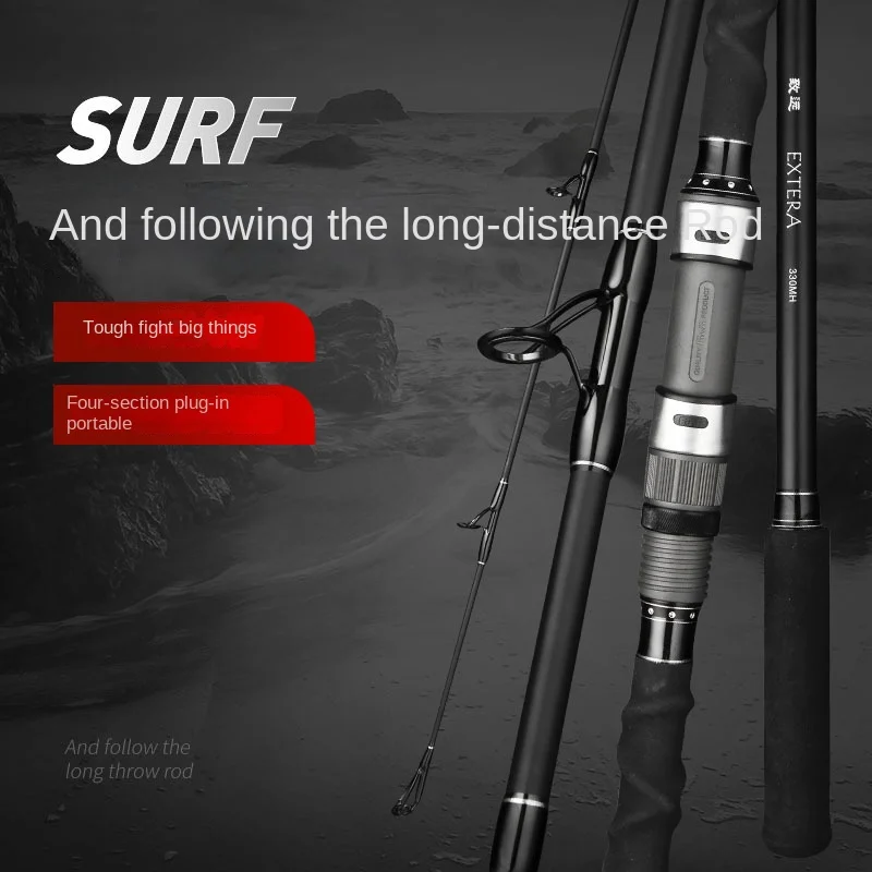 

FUJI Guide and Reelseat Surf Spinning Fishing Rod 4 Piece Graphite Travel Surf Rod Portable Carbon Fiber