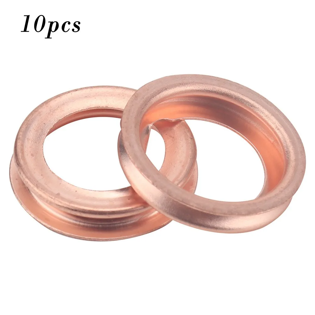 10pcs Car Engine Oil Drain Plug Gasket Copper Colored Oil Drain Plugs Crush Washers Gaskets Rings For Nissan For Infiniti