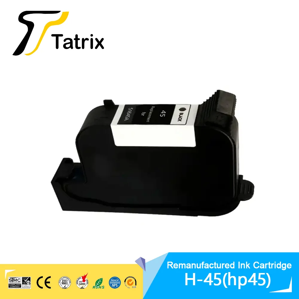 

Tatrix hp45 ink cartridge hp45 Inkjet Plotter Remanufactured Black Inkjet Ink Cartridge 51645A 45a for Deskjet 710c Printer