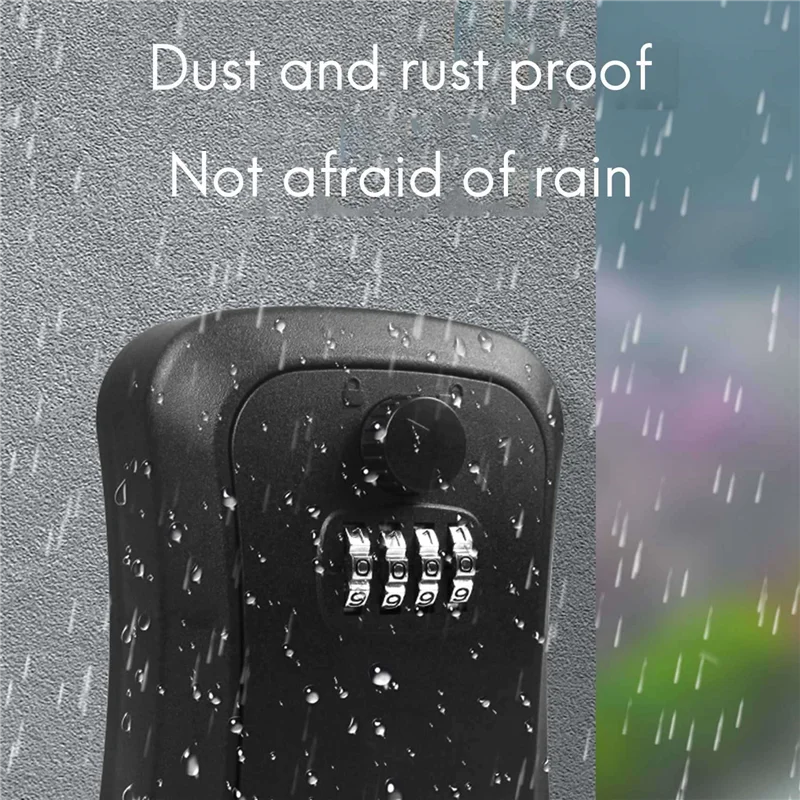 2X Key Lock Box, Wall-Mounted Zinc Alloy Key Box Weatherproof 4-Digit Combination Key Storage Lock Box-Y05A