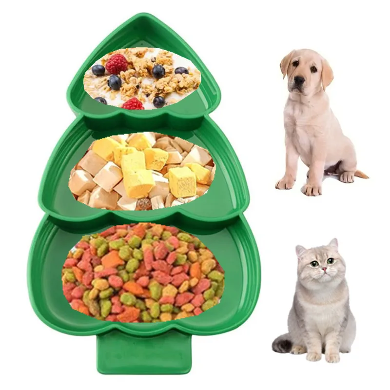

Pet Supplies Christmas Tree Partition Cat Meal Plate Dog Snack Plate Pet Multi Grid Food Basin Christmas Tree Partition Bowl