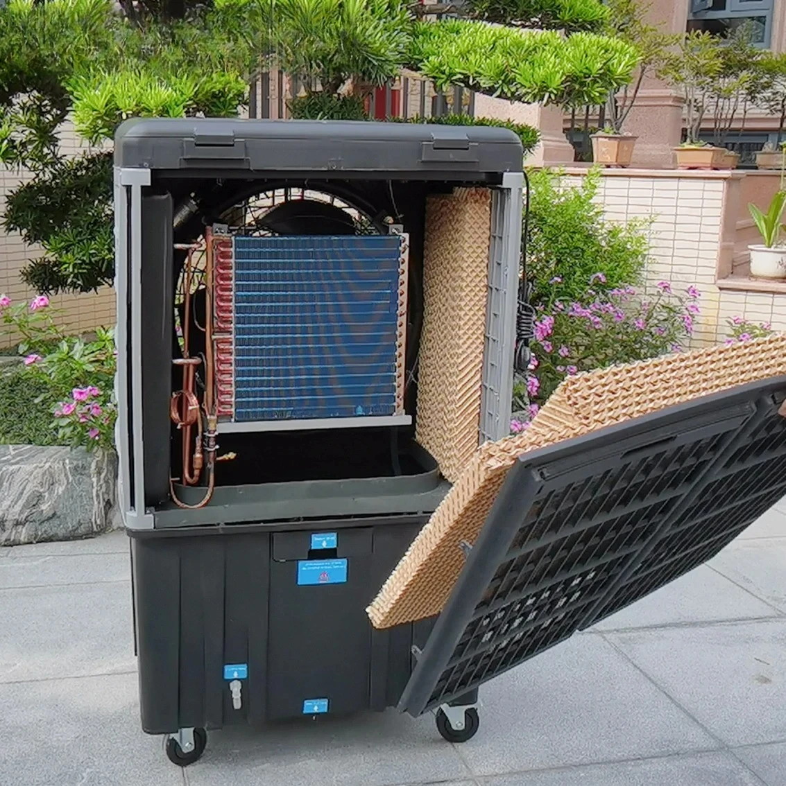 El primer enfriador de aire industrial patentado al mundo VEAC Tipo industrial Refrigeración por aire evaporativo Sistema de CA Acondicionador Refrigeradores Ventiladores