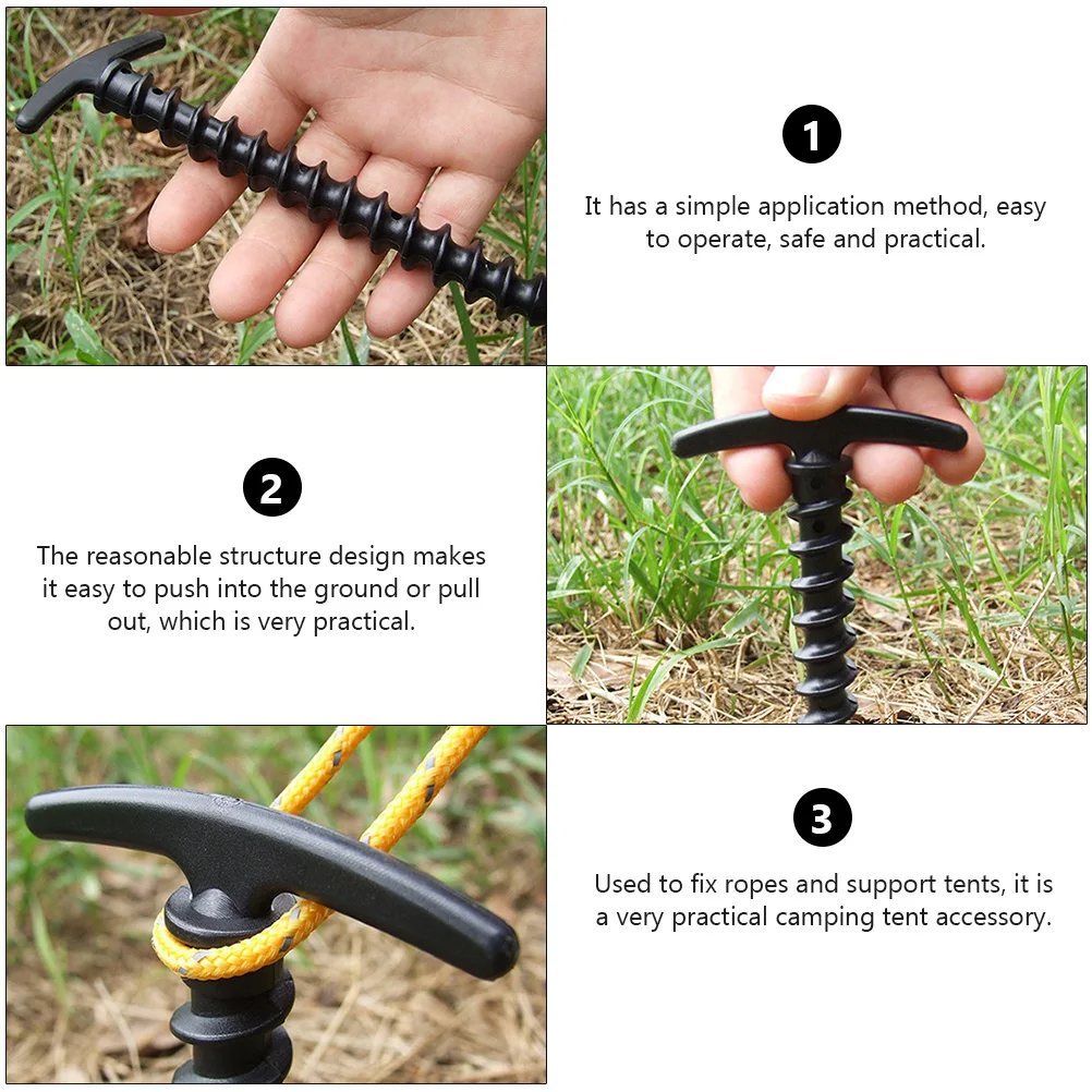 

12 Pcs Tent Pegs 14 5cm Lightweight Durable Plastic Camping Stakes Heavy Duty Beach Mud Grass Outdoor Accessories