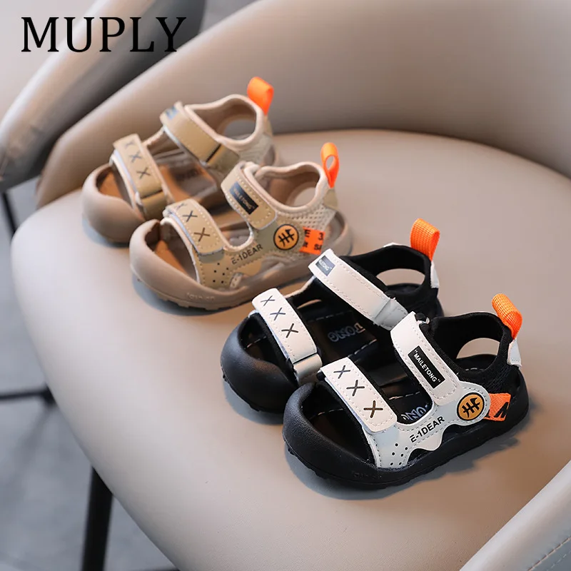

Kids Fashion Sport Sandals Geometric Patterns Breathable Soft Shoes With Adjustable Velcro For Boys & Girls