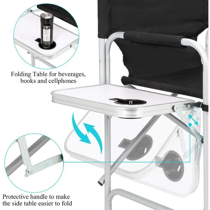 Directors Chair Height Seat Folding with Side Table Storage Bag, Authenticity guarantee.