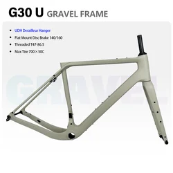 2024 G30U Carbon Gravel Bike Frame UDH Derailleur Hanger Treaded T47 Full Hidden Cable Gravel Frameset Carbon Road Frame Bicycle