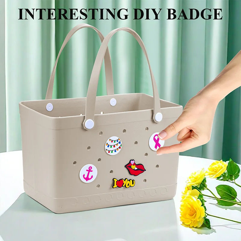 Fashion Summer EVA Beach Basket Women Picnic Tote Bag Hole Waterproof Handbag Pouch Shopping Shoulder Bag Large Boggs Beach Bag