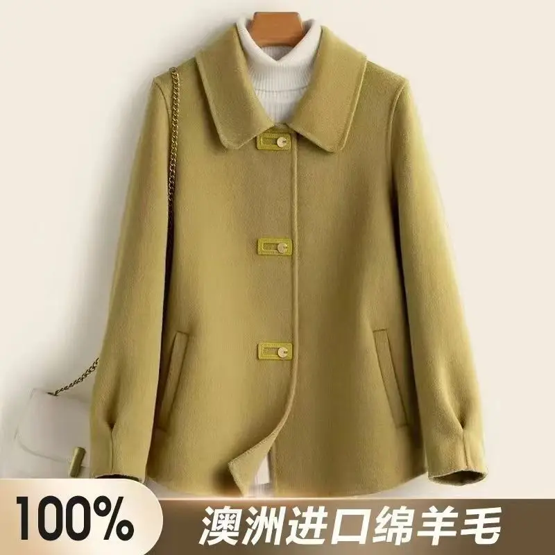High-quality Double-sided Velvet Coat Women's Spring Autumn New Short Outerwear Ladies Woolen Jacket Middle-aged Mom Fashion Top