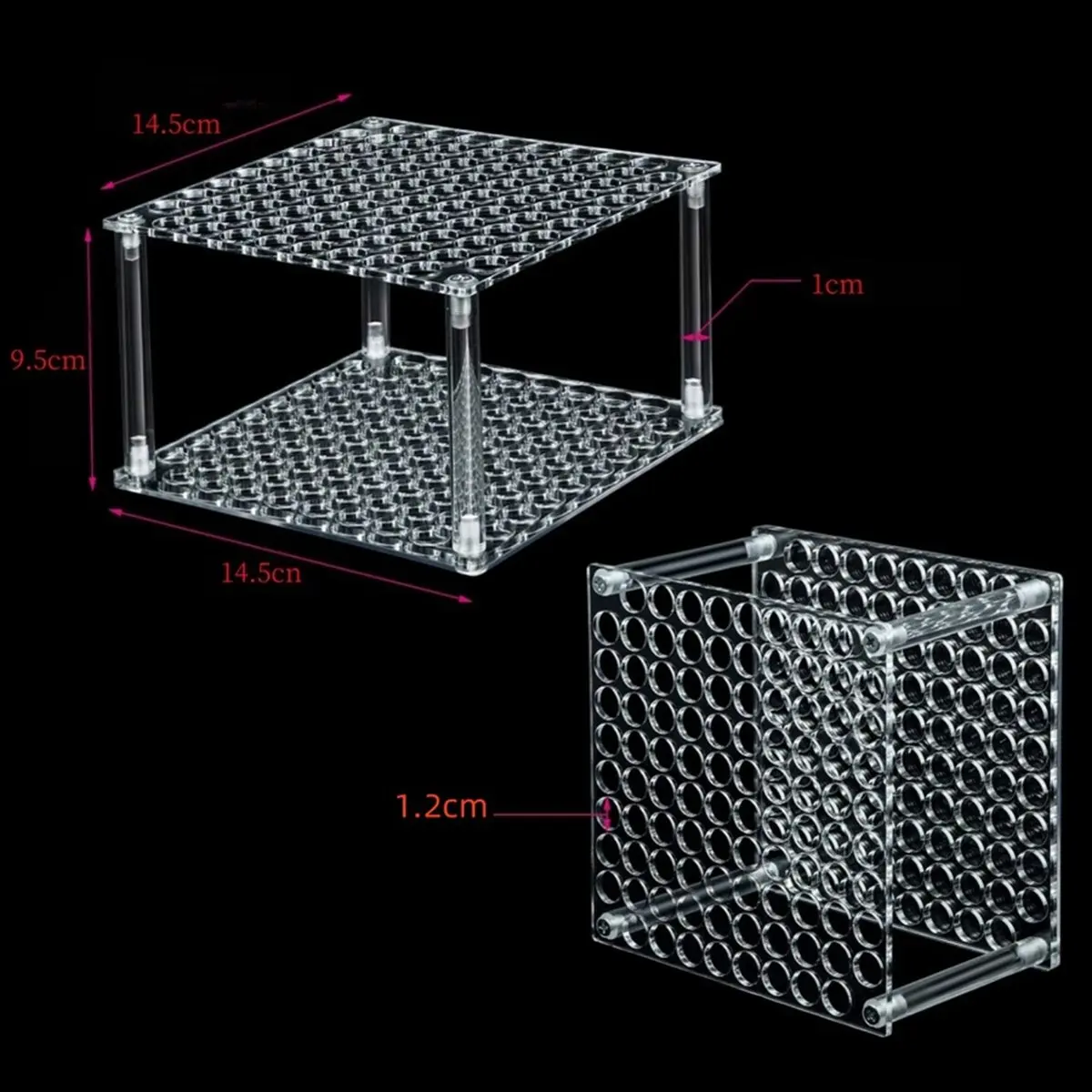 Latest ABBQ-Acrylic Pen Display Stand, 96-Slots Colored Pencil Organizer, Display Stand Holder for Eyebrow Makeup Brush Black