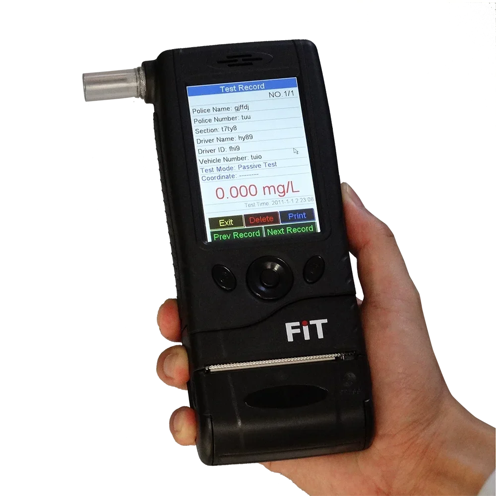 Law enforcement alcohol Tester FiT333 ips touch pane display, Fuel Cell breathalyzer with built in printer and carrying case