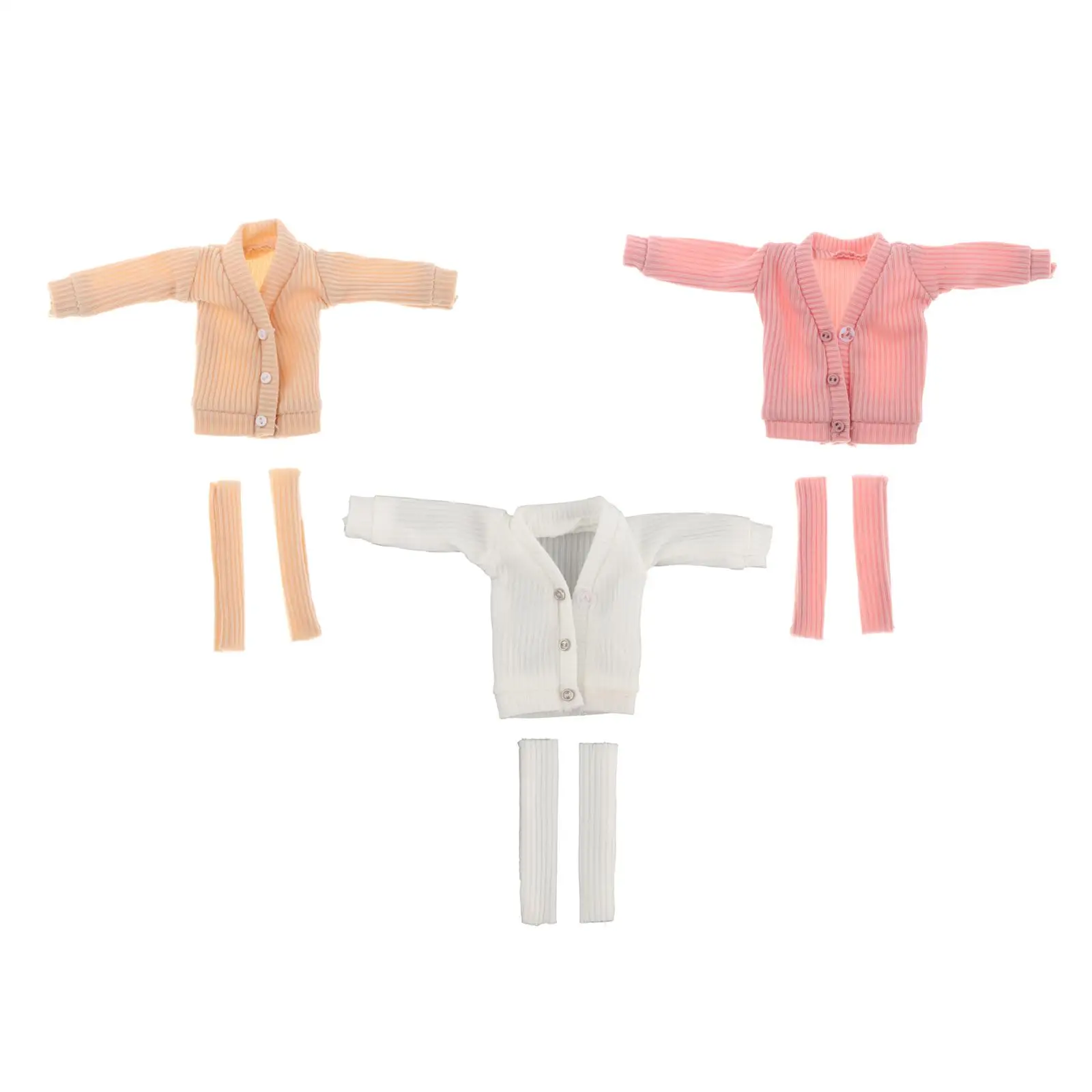 

1/12 Scale Miniature Open Front Sweater Handmade with Leg Warmers Doll Open Front Cardigan for 6inch Female Doll Clothing Accs