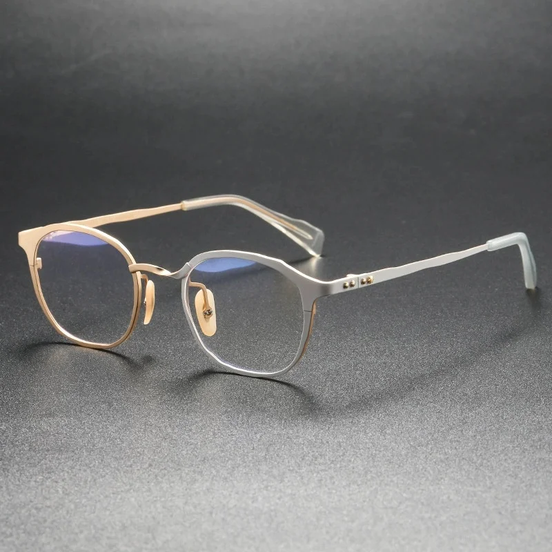 Belight Optical Japan Dissymmetry Design Vintage Round Retro Handmade Pure Titanium Eyeglasses Frame Prescription Lens MM0040