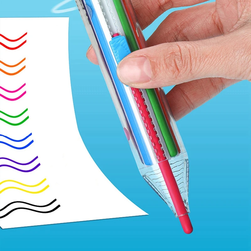 8 In 1 Multi Color Crayon Rotating Pressing Kids Graffiti Crayon Kids Art Class For Student Multipurpose Writing Drawing Pen