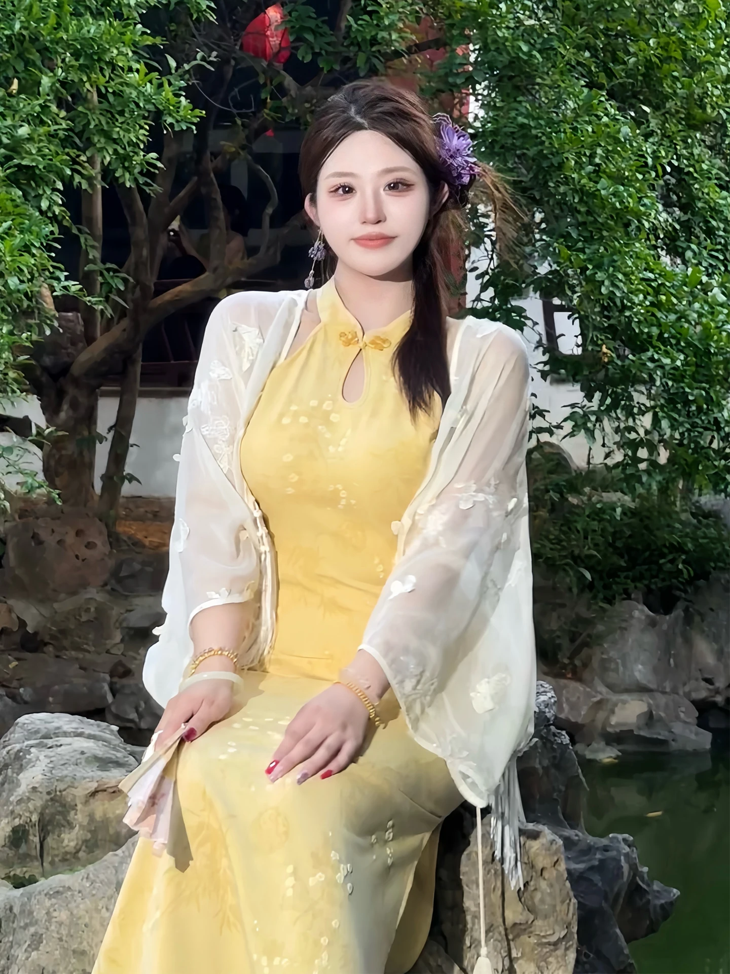 

Новое китайское платье-ципао больших размеров для женщин, осеннее, модное, стройнящее, длинное, А-силуэт, с завышенной талией, из полиэстера, без бренда