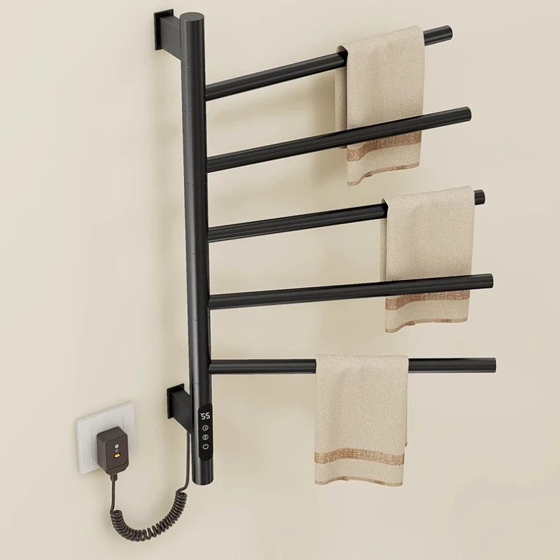 

Stainless Steel Electric Towel Rack Rotatable Towel Drying Rack No-Drill Antibacterial Heating Towel Rack IPX5 Waterproof