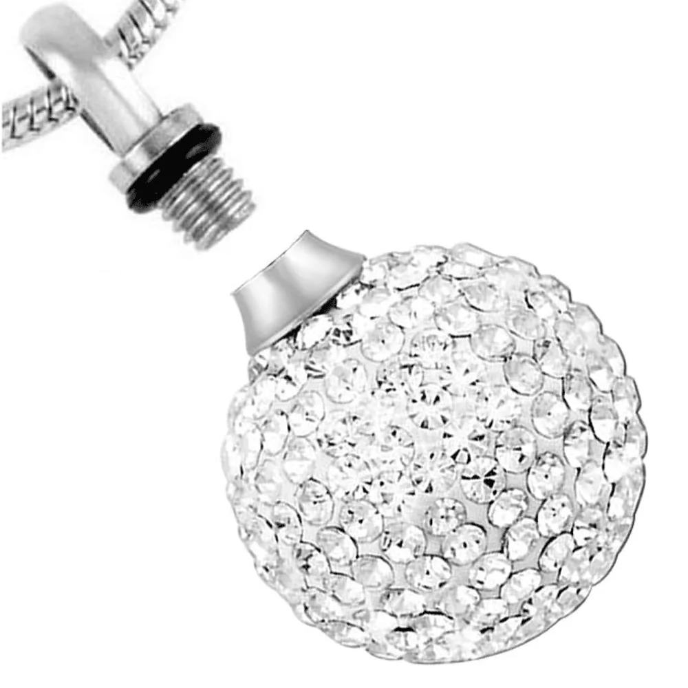 كريستال الكرة جرة قلادة للرماد الفولاذ المقاوم للصدأ كريستال تذكار مجوهرات الحرق التذكارية للرماد قلادة المنجد #4