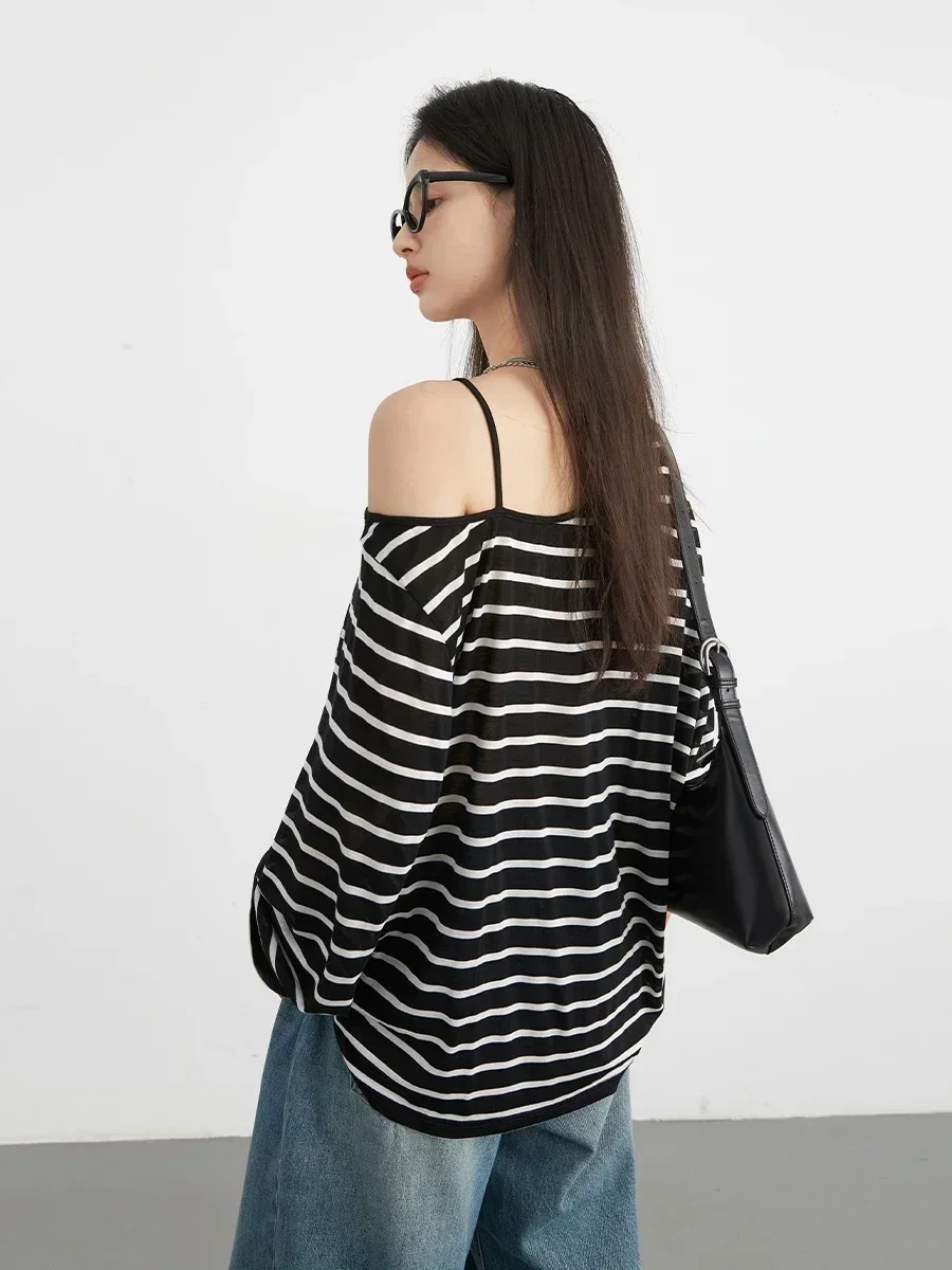 CHIC VEN Women Sweaters  New Striped Knitted T-shirt U Collar Long Sleeve Hoodie Top Autumn 2024