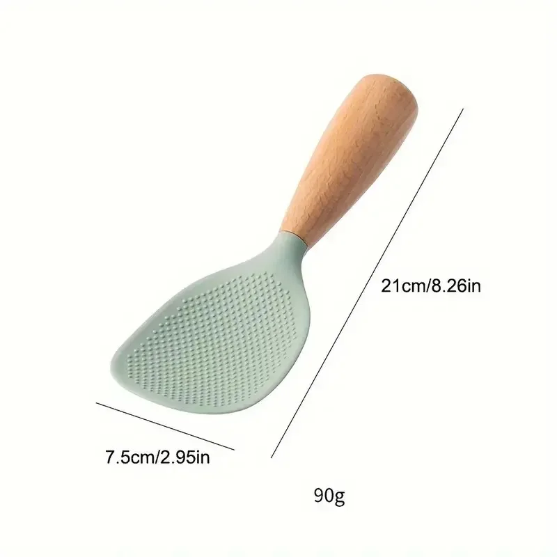 Premium Silicone Rice Spoon with Wooden Handle Heat Resistant Anti-Scald Odor-Free Design Perfect for Home Kitchens