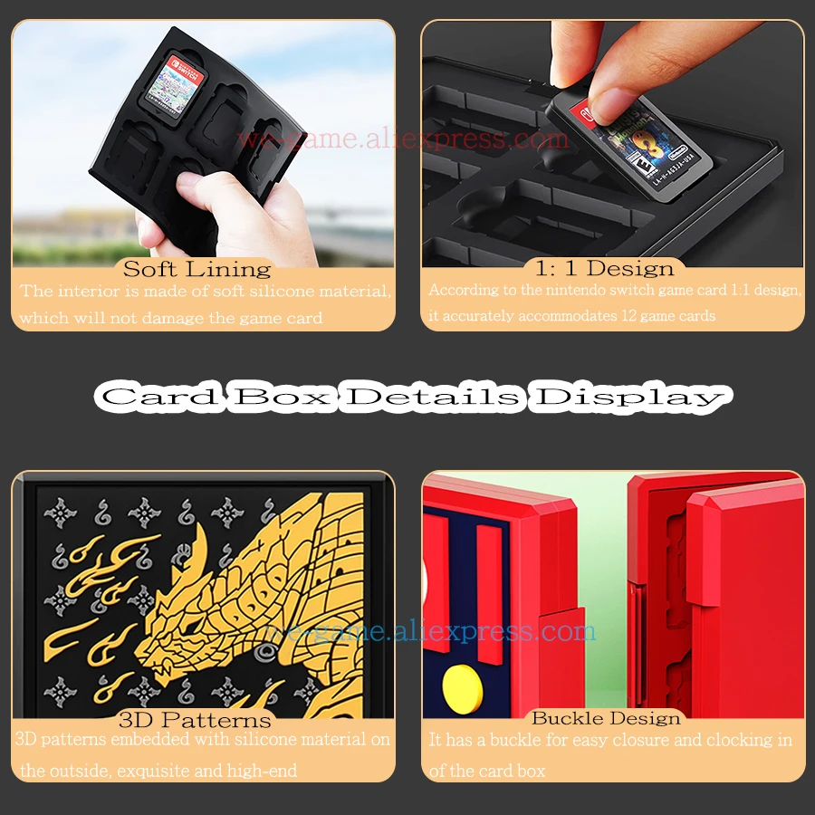 حقيبة حمل منقوشة ثلاثية الأبعاد لطيفة لمفتاح نيتندوا لايت ، بطاقة SD ، غلاف وردي ، صندوق تخزين ، بطاقة ألعاب 12 OLED